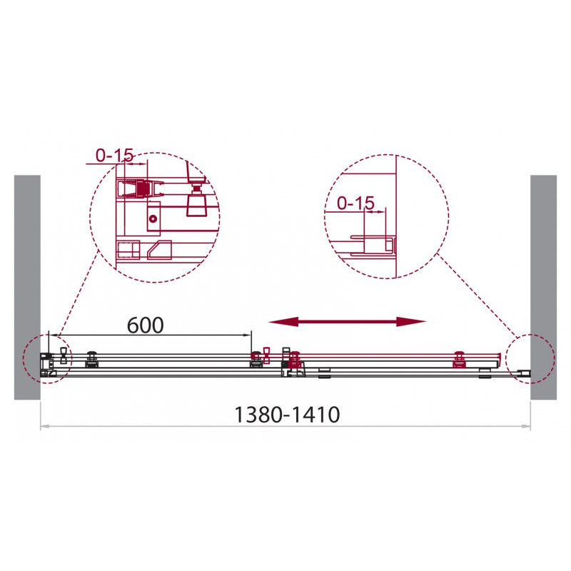 Душевая дверь в нишу 140см BELBAGNO ACQUA-BF-1-140-C-Cr хром