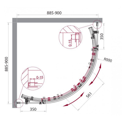 Душевой уголок 90x90 BELBAGNO ACQUA-R-2-90-C-Cr хром