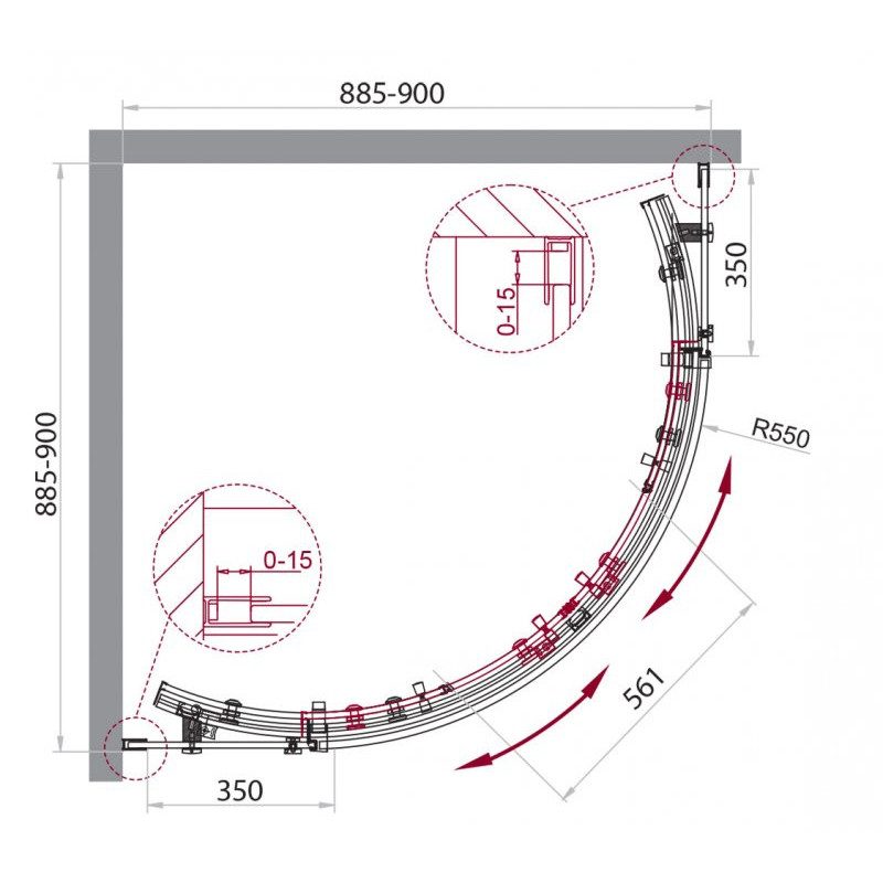 Душевой уголок 90x90 BELBAGNO ACQUA-R-2-90-C-NERO черный