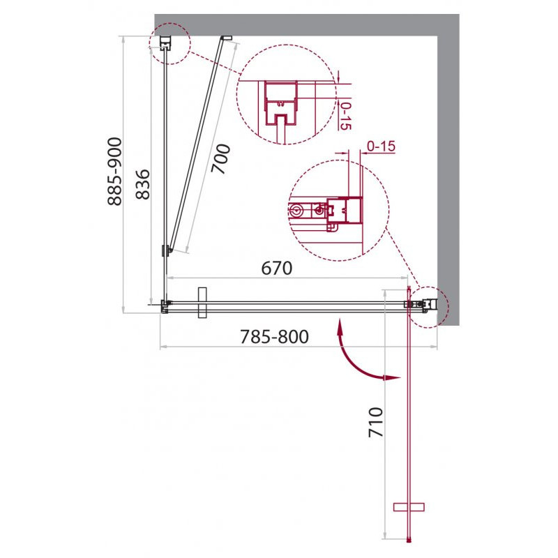 Душевой уголок 80x90 BELBAGNO MARMI-AH-1-80/90-C-Cr хром