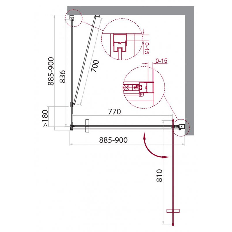 Душевой уголок 90x90 BELBAGNO MARMI-A-1-90-C-Cr хром