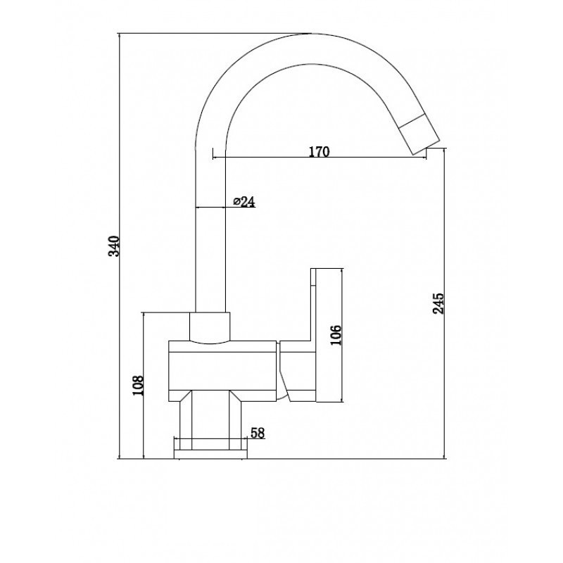 Смеситель ZOLLEN DAMP (арт.DA74215211) для кухни, высокий излив, карт.35 мм