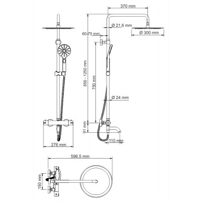 Душевой комплект с термостатическим смесителем WasserKRAFT A28801 Thermo