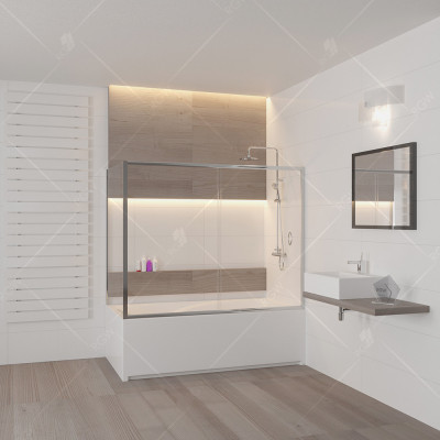 Шторка для ванной с боковой панелью 75х180х150 см, RGW, SC-92Шторки на ванну