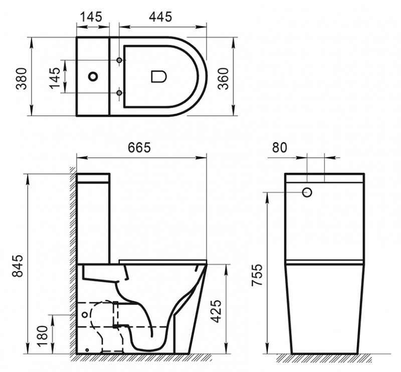 Бачок для унитаза-компакта Belbagno SFERA-R BB2141T
