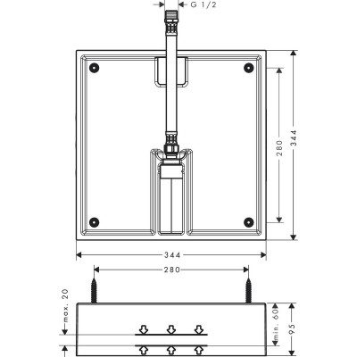 Скрытая часть верхнего душа 400/400 1jet Hansgrohe Raindance E 26254180