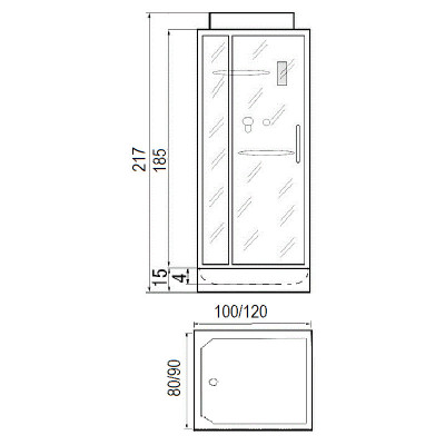 Душевая кабина 120x90 River TANA 120/90 с поддоном