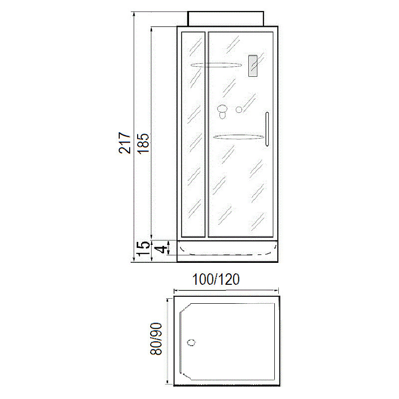 Душевая кабина 120x90 River TANA 120/90 с поддоном
