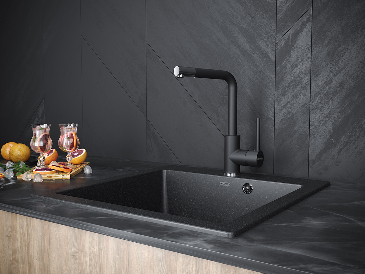Смеситель для кухонной мойки антрацит, Paulmark Honner, Ho212018-401TB
