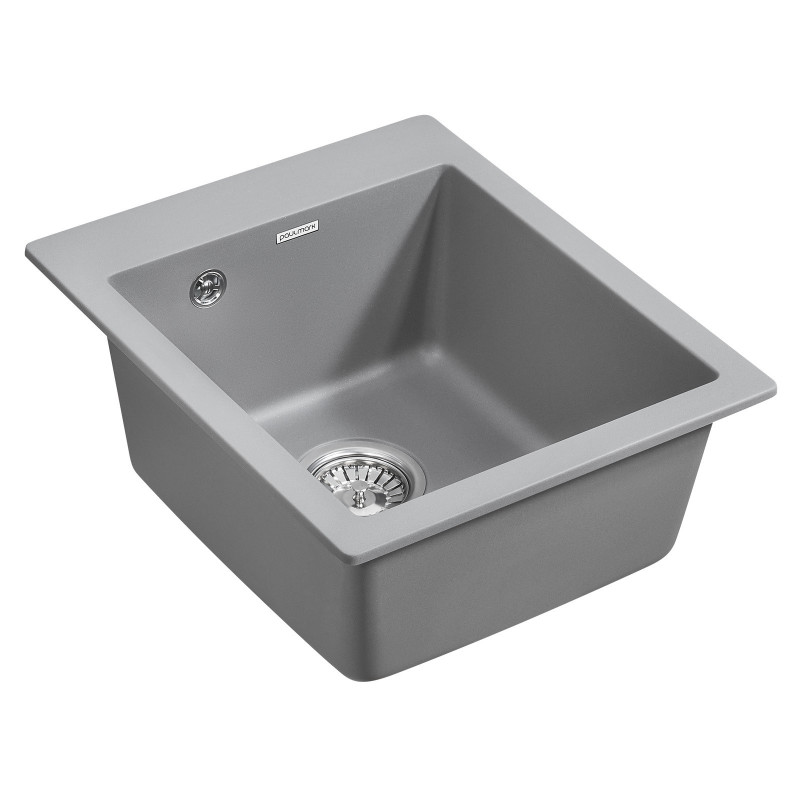 Мойка из кварца серый металлик 40 см, Paulmark LEER, PM104249-GRM