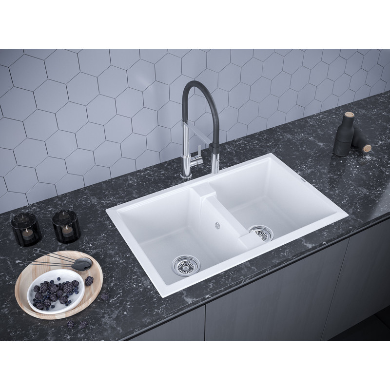 Мойка из кварца две чаши белая 81x50 см, Paulmark ZWILLING, PM238150-WH