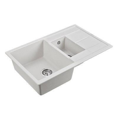 Мойка из кварца две чаши белая 77.5x49.5 см, Paulmark FESTE, PM237850-WH