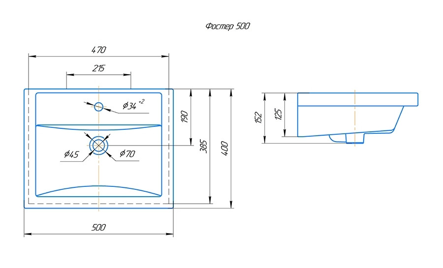 Умывальник мебельный Фостер 500