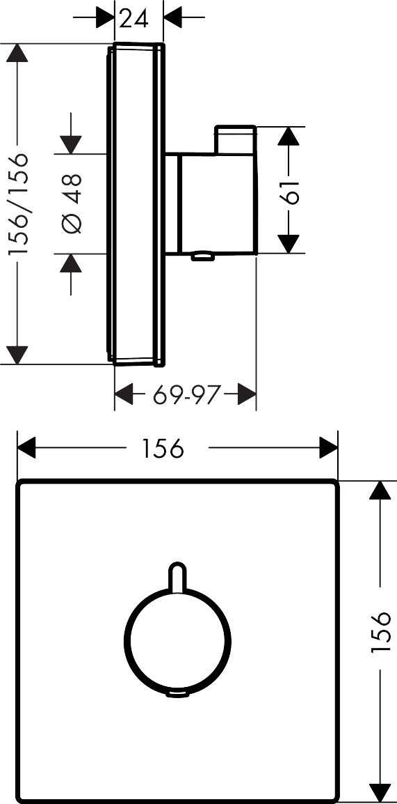 Термостат встраиваемый Hansgrohe ShowerSelect Glass Highflow 15734400