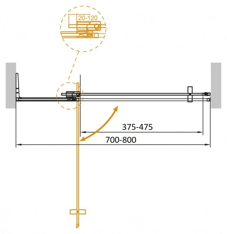 Душевая дверь 70/80x195см, Cezares, SLIDER-B-1-70/80-C-Cr