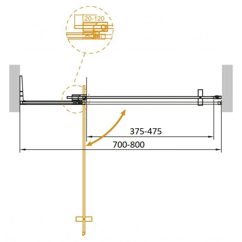 Душевая дверь 70/80x195см, Cezares, SLIDER-B-1-70/80-C-NERO