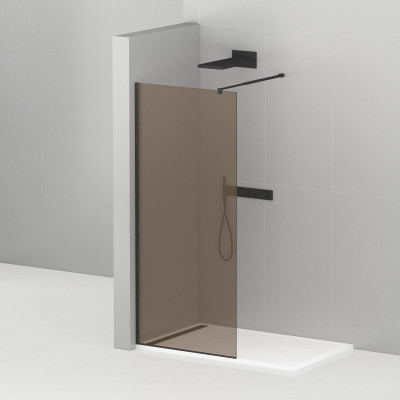 Душевая перегородка стекло бронза 80х195 мм, Cezares, LIBERTA-L-1-80-BR-NERO
