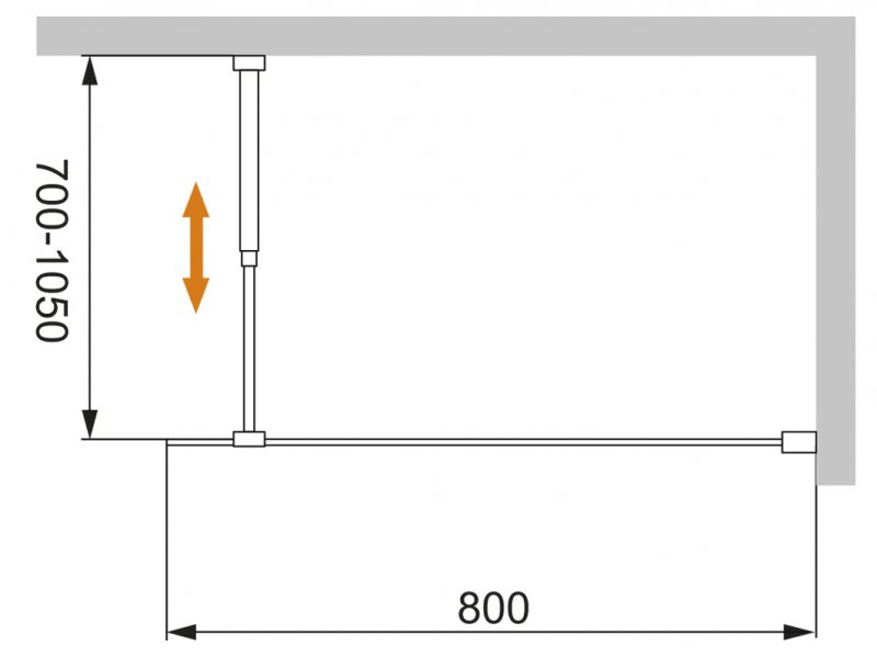 Душевая перегородка стекло бронза 80х195 мм, Cezares, LIBERTA-L-1-80-BR-NERO