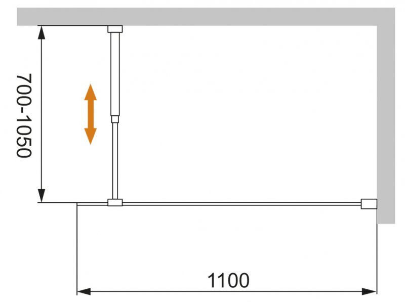 Душевая перегородка стекло графит 110х195 мм, Cezares, LIBERTA-L-1-110-GR-NERO