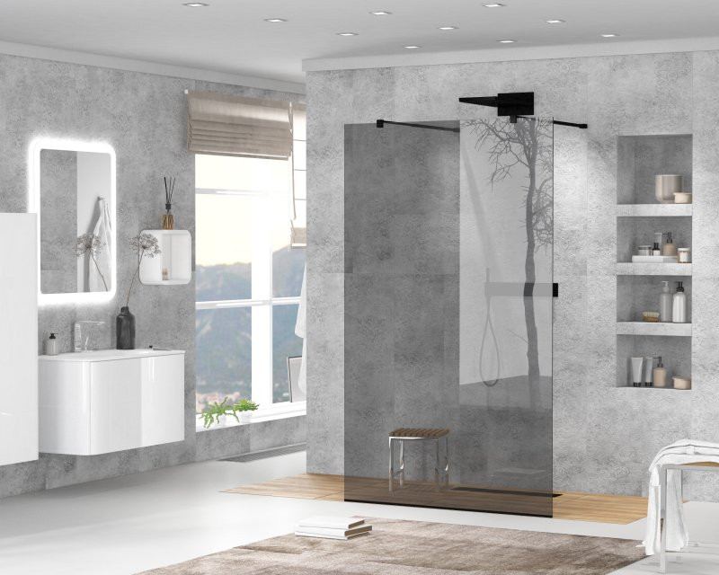 Душевая перегородка стекло графит 80х195 мм, Cezares, LIBERTA-L-2-80-GR-NERO