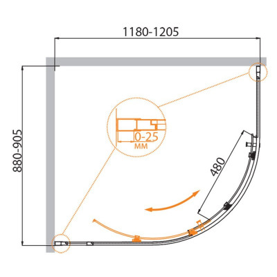 Душевой уголок 120x90x195 см, Cezares, MOLVENO-RH-1-120/90-C-Cr-IV