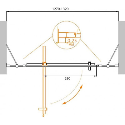 Душевая дверь 130x195см Cezares MOLVENO-BA-12-90+40-C-Cr-IV