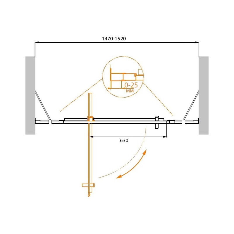 Душевая дверь 150x195см Cezares MOLVENO-BA-12-90+60-C-Cr-IV