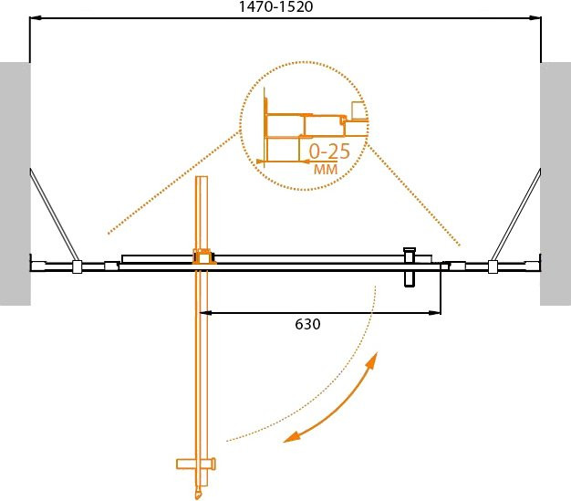 Душевая дверь 150x195см Cezares MOLVENO-BA-12-90+60-C-Cr-IV