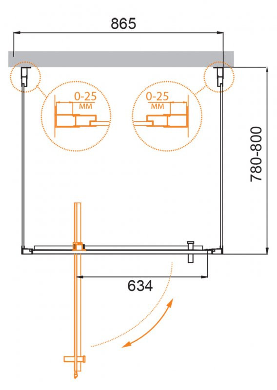 Душевой уголок 90x80x195см Cezares MOLVENO-BA2-90/80-C-Cr-IV