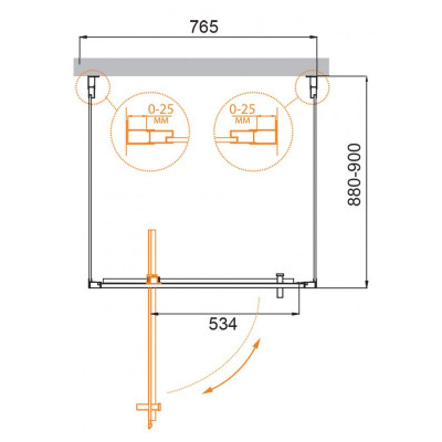 Душевой уголок 70x90x195см Cezares MOLVENO-BA2-70/90-C-Cr-IV