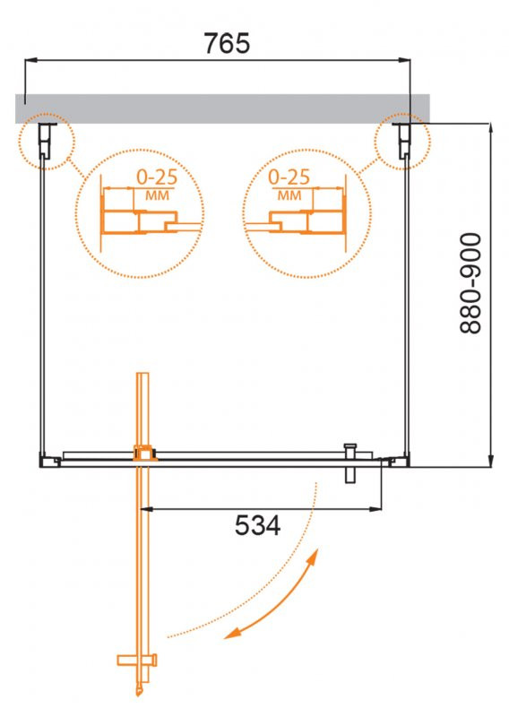 Душевой уголок 70x90x195см Cezares MOLVENO-BA2-70/90-C-Cr-IV