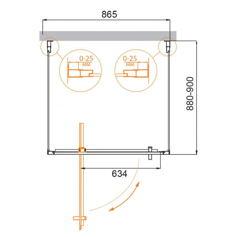 Душевой уголок 90x90x195см Cezares MOLVENO-BA2-90/90-C-Cr-IV