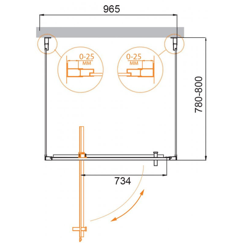 Душевой уголок 100x80x195см Cezares MOLVENO-BA2-100/80-C-Cr-IV