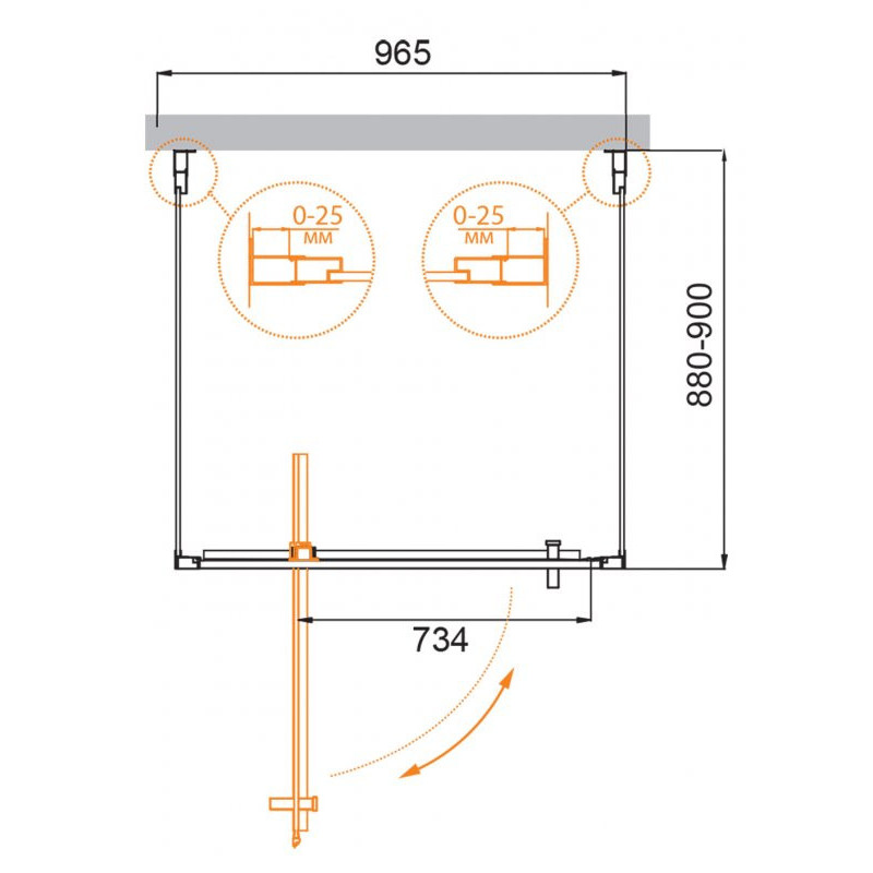 Душевой уголок 100x90x195см Cezares MOLVENO-BA2-100/90-C-Cr-IV