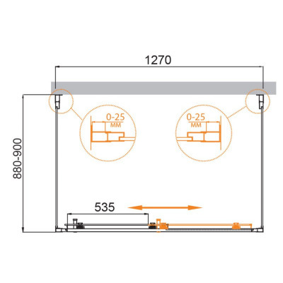 Душевой уголок матовое стекло 130x90x195см Cezares MOLVENO-AH-12-130/90-P-Cr