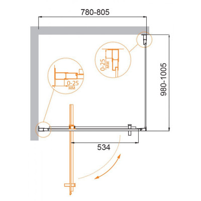 Душевой уголок 80x100x195см Cezares MOLVENO-AH-1-80/100-C-Cr-IV