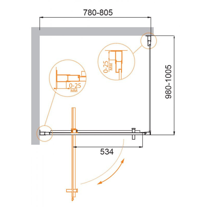 Душевой уголок 80x100x195см Cezares MOLVENO-AH-1-80/100-C-Cr-IV