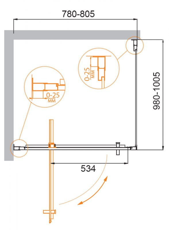 Душевой уголок 80x100x195см Cezares MOLVENO-AH-1-80/100-C-Cr-IV