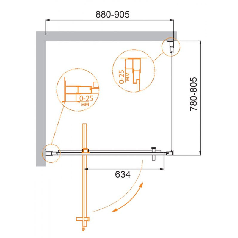 Душевой уголок 90x80x195см Cezares MOLVENO-AH-1-90/80-C-Cr-IV