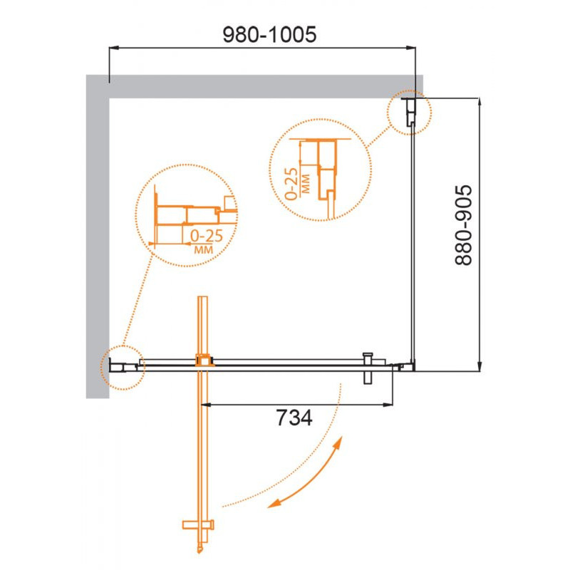 Душевой уголок 100x90x195см Cezares MOLVENO-AH-1-100/90-C-Cr-IV