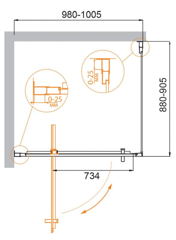 Душевой уголок 100x90x195см Cezares MOLVENO-AH-1-100/90-C-Cr-IV
