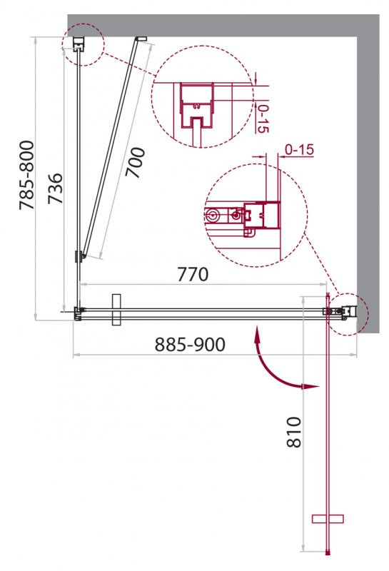 Душевой уголок 90x80см BELBAGNO MARMI-AH-1-90/80-C-Cr