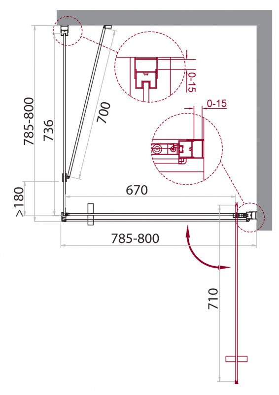 Душевой уголок 80x80см BELBAGNO MARMI-A-1-80-C-Cr