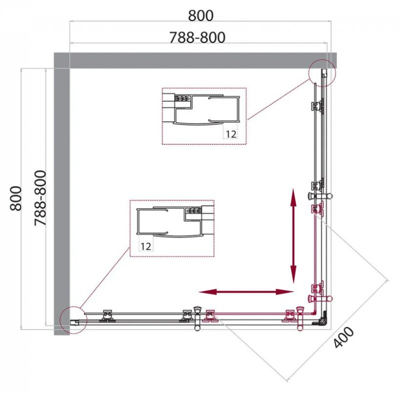 Душевой уголок 80х80х195см Belbagno UNO-195-A-2-80-C-Cr