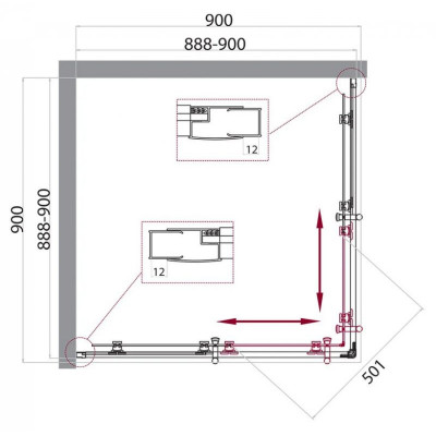 Душевой уголок 90х90х195см Belbagno UNO-195-A-2-90-C-Cr