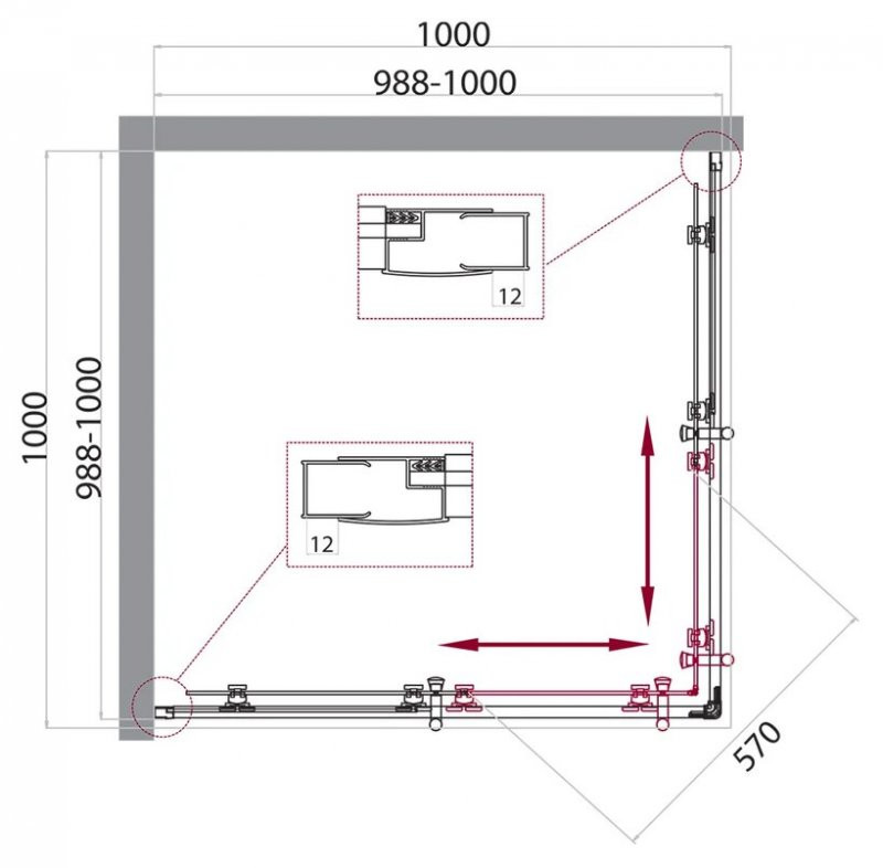 Душевой уголок 100х100х195см Belbagno UNO-195-A-2-100-C-Cr