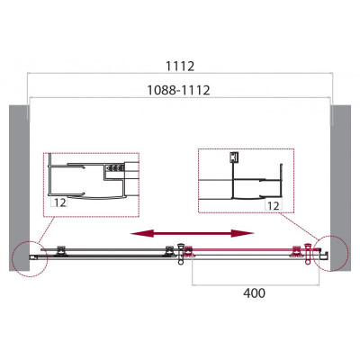 Душевая дверь 110х195см Belbagno UNO-195-BF-1-110-C-Cr