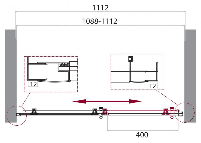 Душевая дверь 110х195см Belbagno UNO-195-BF-1-110-C-Cr