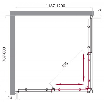 Душевой уголок 120х80х185см Belbagno UNO-AH-2-120/80-C-Cr