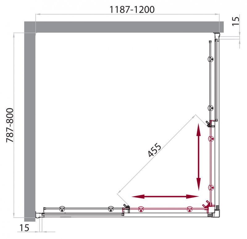 Душевой уголок 120х80х185см Belbagno UNO-AH-2-120/80-C-Cr